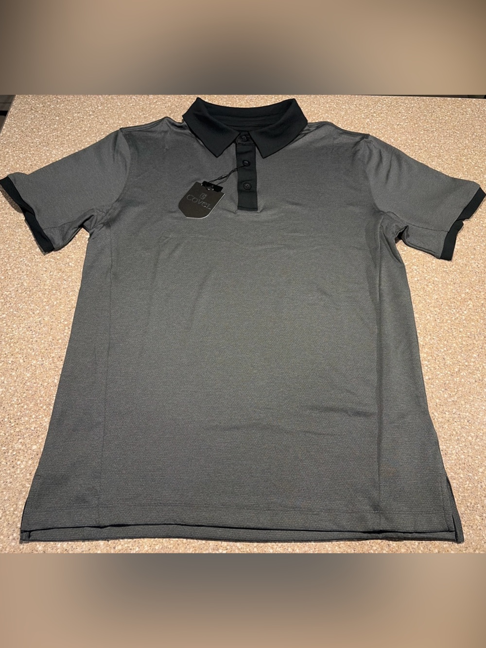NWT Covel Rainforest Sam Polo Golf Black Textured Colorblock Men’s Small (S)